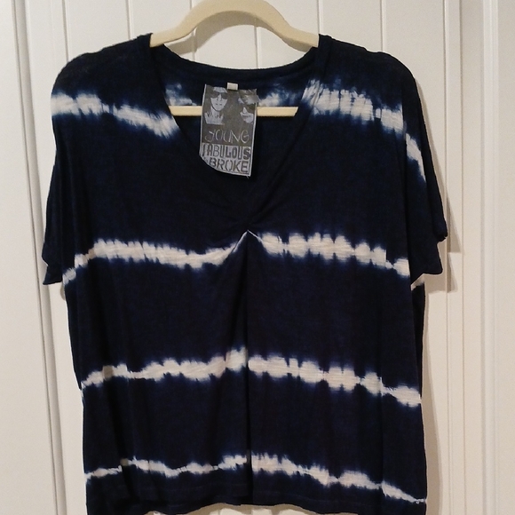 Young Fabulous & Broke Navy and White Tie-Dye Tee - Picture 2 of 7